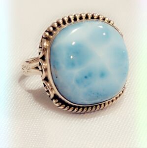 Larimar Sterling Silver Gemstone Ring Sz 12